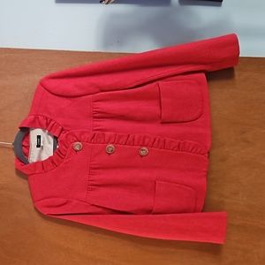 J Crew Heather Red Tweed Ruffled Blazer Jacket sz 6T